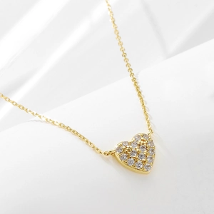 Heart Pendant Necklace 925 Sterling Silver Pave Zircon Elegant Minimalist Jewelry For Women