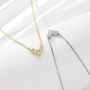 Colliers cœur élégants en argent sterling s925 doré et argenté avec zircons brillants