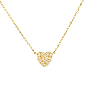 Golden S925 sterling silver heart necklace with micro-paved sparkling cubic zirconia
