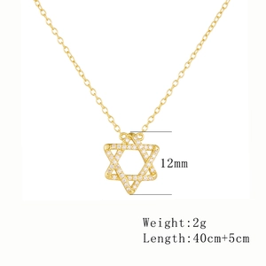 Detail view of S925 sterling silver hexagram pendant with clear dimensions and weight info