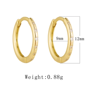 Detailed size view of gold S925 sterling silver huggie earrings with 9mm inner diameter