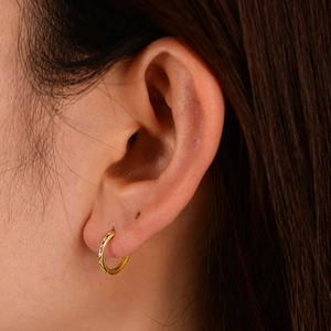 Elegant gold plated s925 silver hoop earrings with shimmering zircons for women