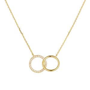 Minimalist S925 sterling silver interlocking double circle pendant necklace for women