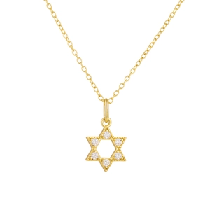14k gold plated 925 sterling silver hexagram star pendant necklace with cubic zirconia