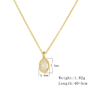 Dettagli dimensionali della collana in argento placcato oro 14K con zircone ovale