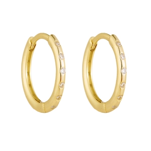 Elegant gold-plated S925 sterling silver hoop earrings with sparkling zircon gemstones