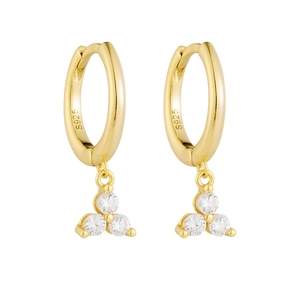 S925 sterling silver geometric hoop earrings with sparkling zircon dangles for women