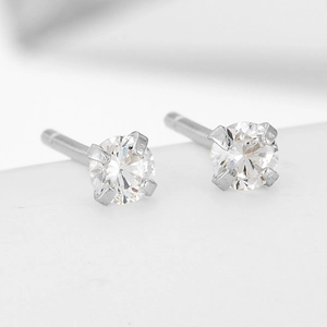 Minimalist s925 silver 3mm zircon stud earrings with classic four-prong setting