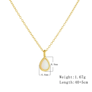 Detailed dimensions of pear-shaped opal pendant necklace in 925 sterling silver
