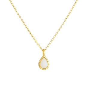 Minimalist s925 silver pear-shaped opal pendant necklace in a sleek gold-plated finish