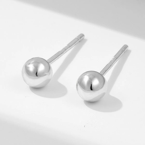 925 Sterling Silver Small Round Bead Stud Earrings For Women Minimalist Smooth Tiny Ball Earrings Hypoallergenic Jewelry