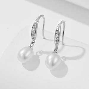 Freshwater Pearl Dangle Earrings 925 Sterling Silver Earring Post Vintage Luxury Rhinestone Jewelry For Women Gift