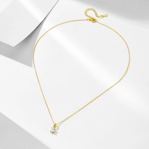 Macro shot of gold S925 sterling silver chain with lobster clasp and extension link