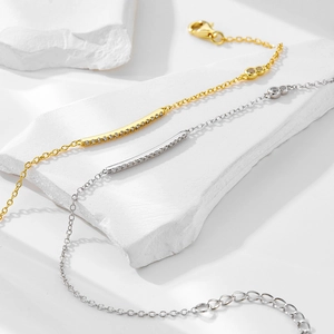 Minimalist S925 sterling silver chain bracelet with micro-paved sparkling zircon stones