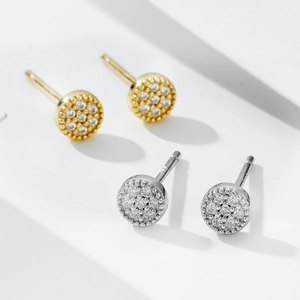 Minimalistische S925 Silber Ohrstecker mit runden Zirkonia in Gold- und Silbertönen