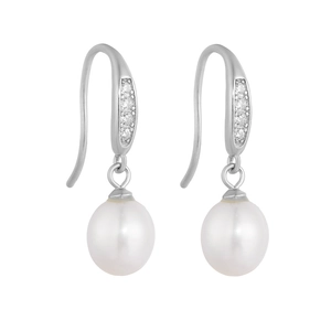 Elegant s925 silver drop earrings featuring lustrous pearls and crystal embellishments