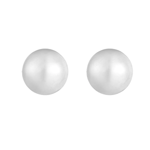 Pair of minimalist S925 sterling silver round ball stud earrings with polished finish