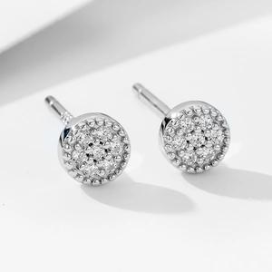 Minimalistische S925 Sterling Silber Ohrstecker mit rundem Zirkonia Besatz für Damen