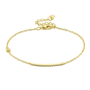 Elegant gold S925 sterling silver minimalist chain bracelet with sparkling curved tube