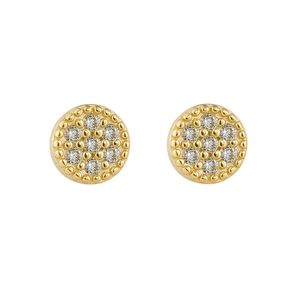 S925 Sterling Silber Ohrstecker vergoldet mit runden Zirkonia im Cluster-Design für Damen