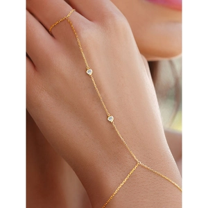 Bracciale ad anello minimalista in argento S925 dorato con zirconi tondi da donna