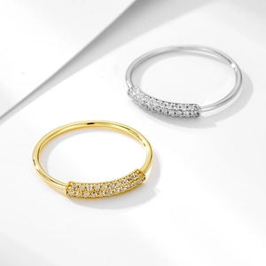 Bagues minimalistes en argent s925 avec zircons micro-paves en doré et argenté