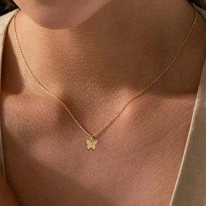 Elegant gold plated 925 silver butterfly necklace with sparkling zircon pavé setting