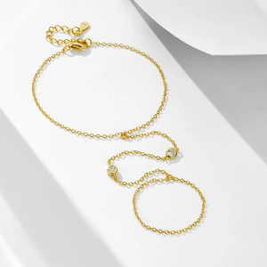 Bracciale ad anello minimalista in argento S925 dorato con zirconi rotondi
