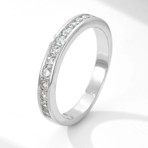 925 Sterling Silver Eternity Ring For Women Minimalist Zirconia Channel Setting Band Ring Jewelry Gift For Daily Wedding