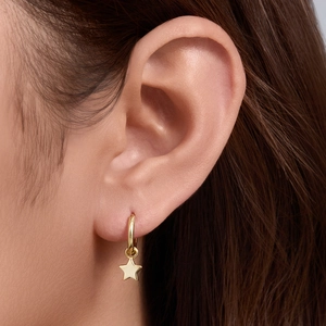 Élégantes créoles en argent sterling S925 plaqué or avec pendentifs étoiles asymétriques