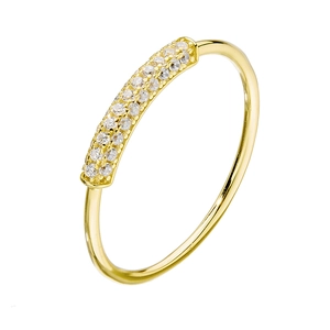 Bague minimalist en argent S925 doré avec micro-pavage de pierres de zircon étincelantes
