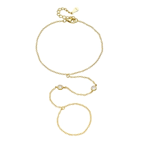 Bracciale ad anello minimalista in argento S925 con due pietre di zircone cubico