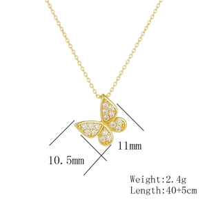 Détail du pendentif papillon en argent S925 avec zircons blancs et dimensions