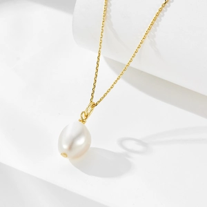 S925 Sterling Silver Natural Freshwater Pearl Necklace For Women Baroque Irregular Pearl Pendant Minimalist Jewelry Gift