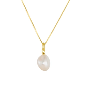 Minimalist s925 silver necklace featuring a baroque freshwater pearl pendant on a gold chain