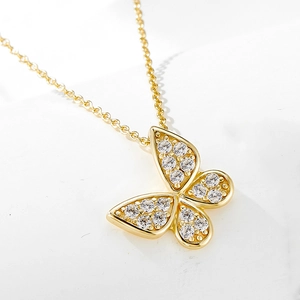 Collier Pendentif Papillon en Argent Sterling 925 pour Femme Elégant Strass Incrusté Douce Minimaliste Chaîne de Clavicule Bijoux Cadeau