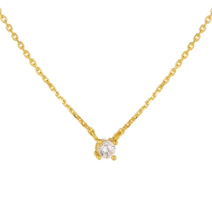 Elegant S925 sterling silver four-prong round solitaire pendant necklace for women
