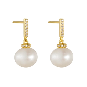 Orecchini a goccia con perle in argento S925 stile francese e cristalli brillanti