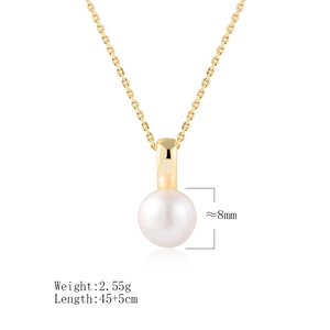Detail of 8mm freshwater pearl necklace with 45+5cm gold chain specifications