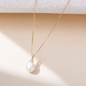Collana In Argento Sterling 925 Pendente Perla Artificial A Goccia Naturale Accenti Zircone Spirale Cauzione Gioielli Eleganti Donna