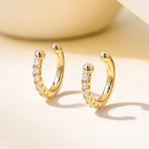 Clip d'Oreille en Forme de C en Argent Sterling 925 Minimaliste pour Femme Strass Brillant Incrusté Clip d'Oreille en U Sans Perçage Bijoux