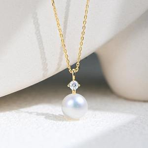 Elegant Artificial Pearl Pendant Necklace 925 Sterling Silver With Sparkling Zircon Clavicle Chain Minimalist Fashion For Women