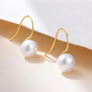 925 Sterling Silver Natural Freshwater Pearl Ear Hook Earrings Simple French Style Gold Silver Pearl Jewelry For Women