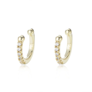 Clips d'oreilles minimalistes en argent S925 en forme de C avec pavé de zircones