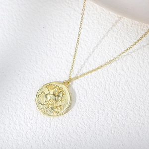 Vintage gold coin pendant necklace with 1901 St. George relief on elegant O-chain