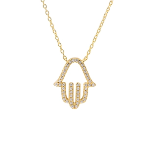 Elegante S925 Sterlingsilber Hand der Fatima Halskette mit funkelnden Zirkonia Steinen