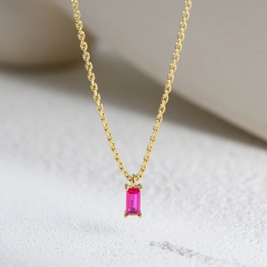 925 Sterling Silver Gold Plated Rectangular Zirconia Pendant Necklace Simple Geometric Square Clavicle Chain Jewelry For Women