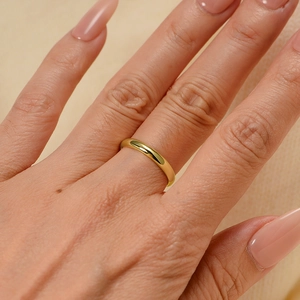 Minimalist 14K gold plated S925 sterling silver 3mm polished plain ring for women