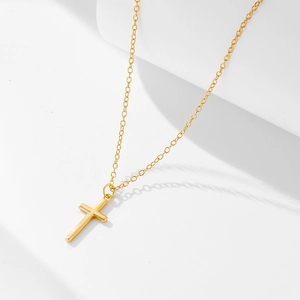 Minimalist 925 Sterling Silver Cross Necklace For Women Gold Plated 3D Cross Pendant Personalized Elegant Clavicle Chain Jewelry