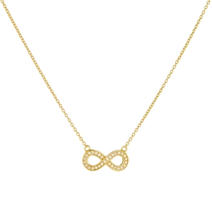 Collier infini en argent S925 plaqué or orné de cristaux de zircone cubique étincelants